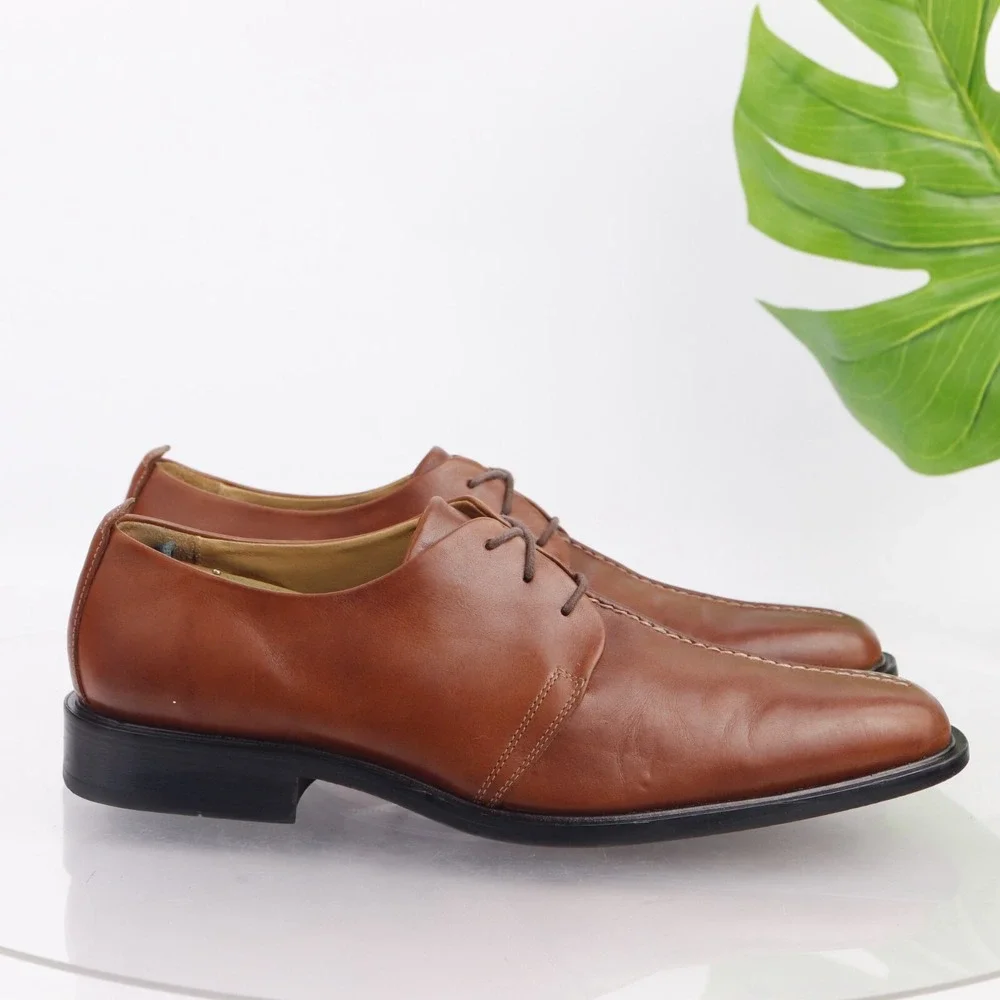 Cole Haan Mens Beckett Oxfords Size 12 M Tan Brown Leather Split Toe Dress Shoes